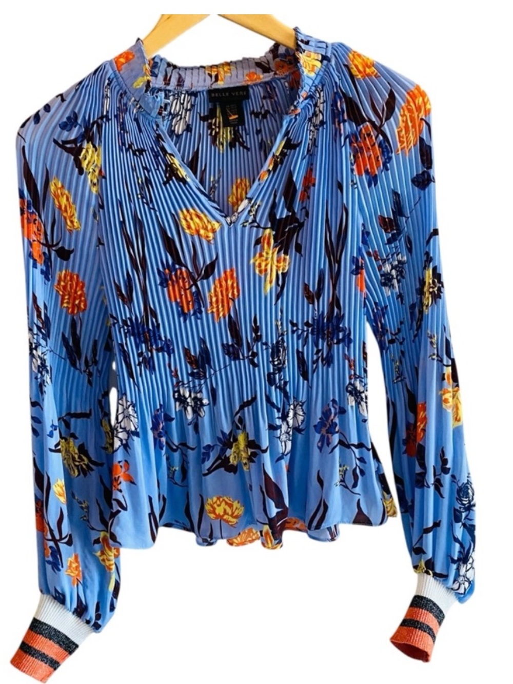 Belle Vere Floral Print Pleated Blouse